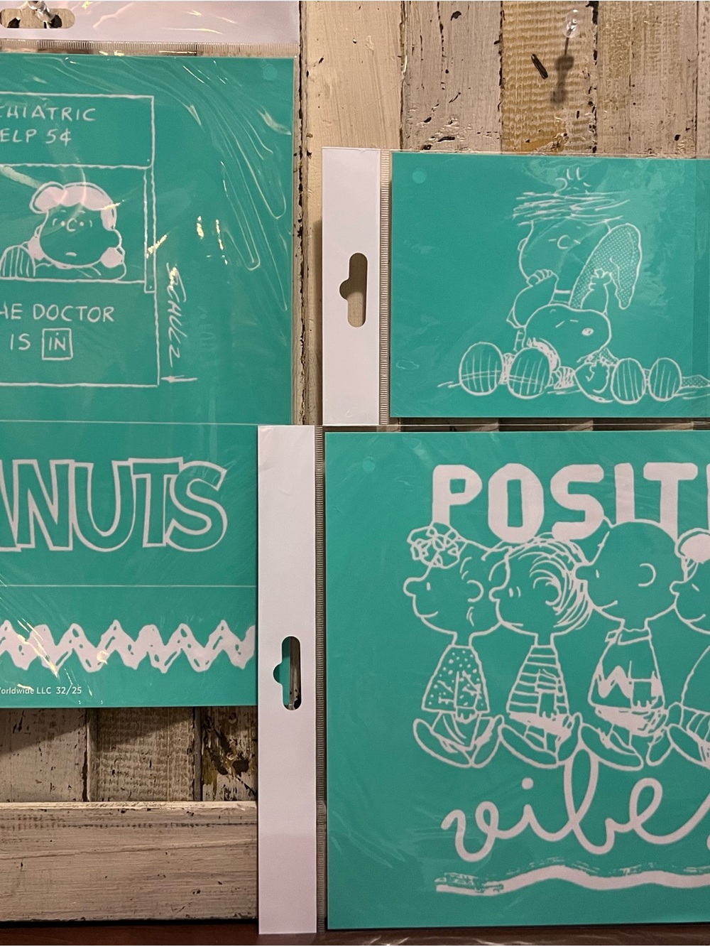 Chalk Couture Teal Peanuts Positive Vibes Art Panels